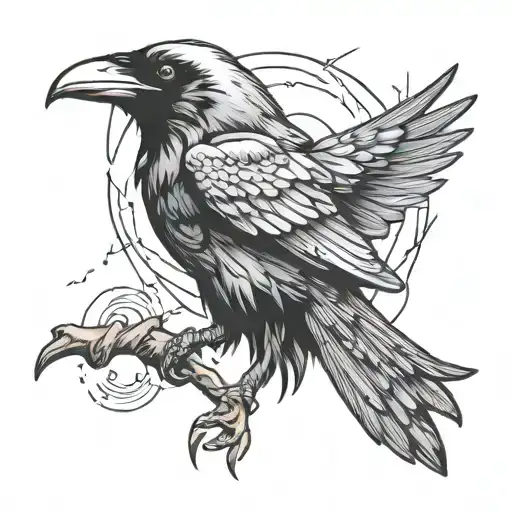 Raven Holding A Lighting Bolt