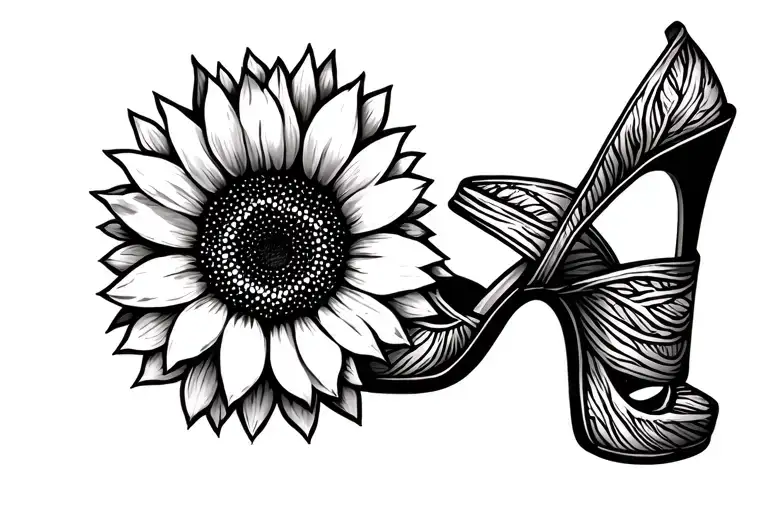 Sunflower And Line And High Heel