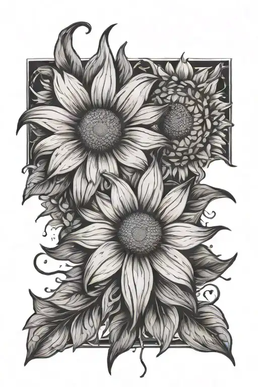 2 Intertwined Sun Daisies