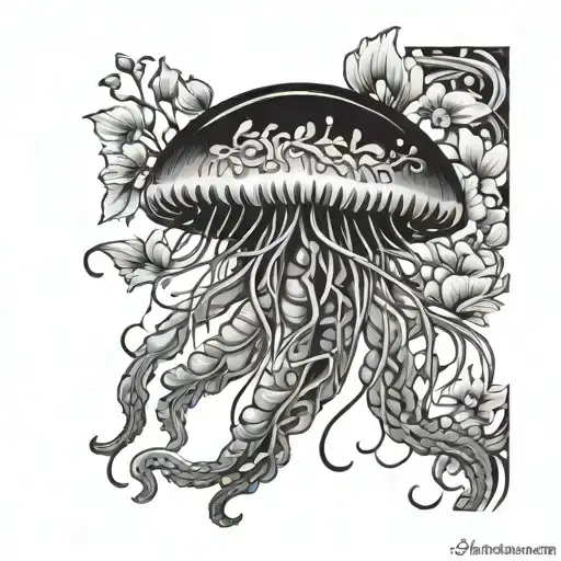 Jelly Fish And Dainty Flowers