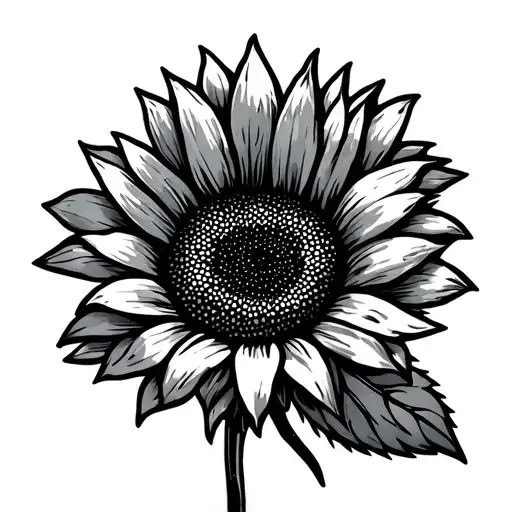 Simple Sunflower Cute Small Line Art