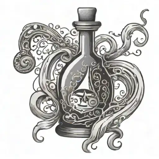 Potion Bottle With Music Spilling Out Of It