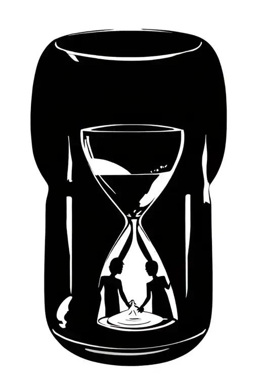 Hour Glass With Family Holding Hands