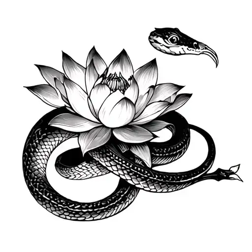 Snake Lotus Wrap Tattoo Design