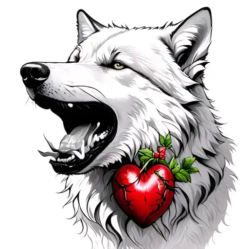 White Wolf Eating Real Heart