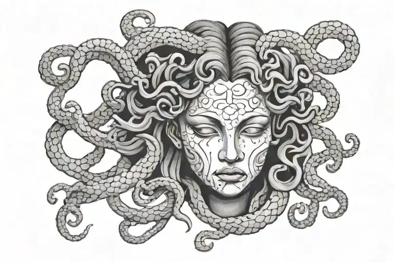 Medusa With A Craking Porcelain Face Made