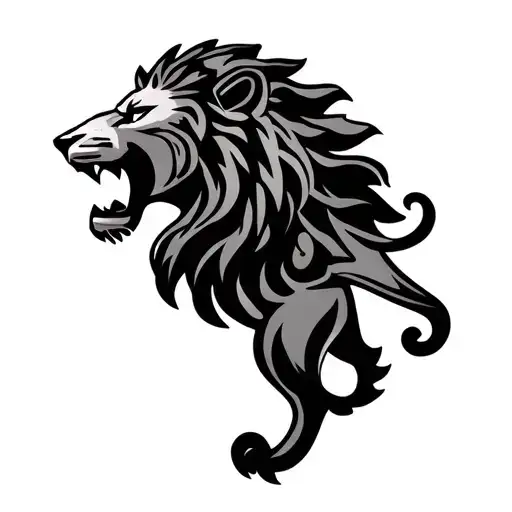 Aggressive Lion Greek Key