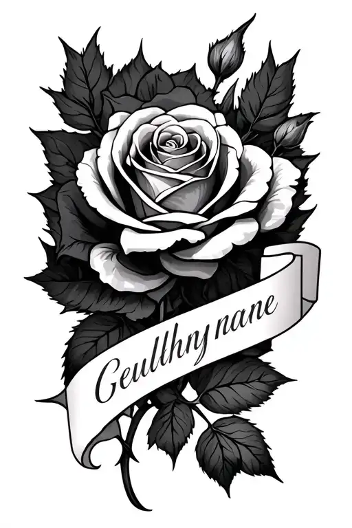 Roses With The Name And Thorns Intertwined