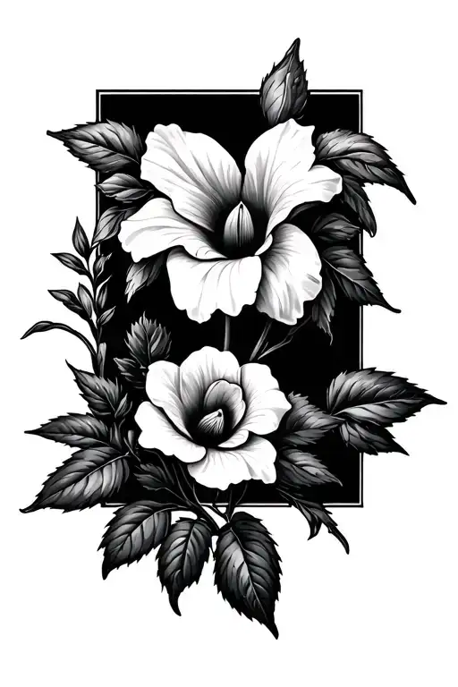 A Snowdrop Flower Intertwined With A Morning Glory Flower And A Rose In The Background