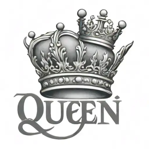 The Word Queen With A Crown Above The Q In Pretty Writting