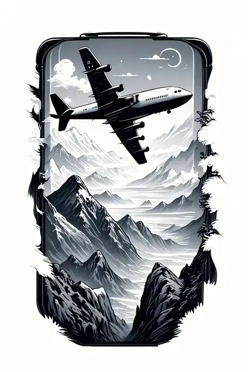 Mountains Airplanes Suitcases Planes
