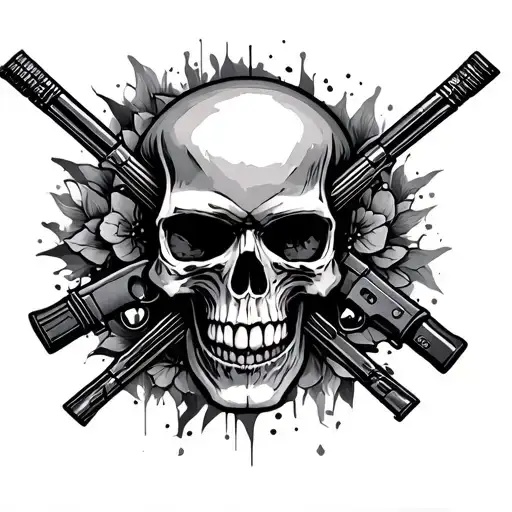 Slilenced M4 Crossing A Skull