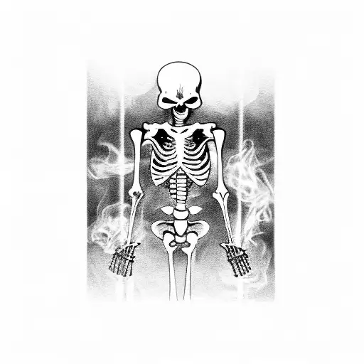 Skeleton Smoking A Cigarette Alone In The Swamp