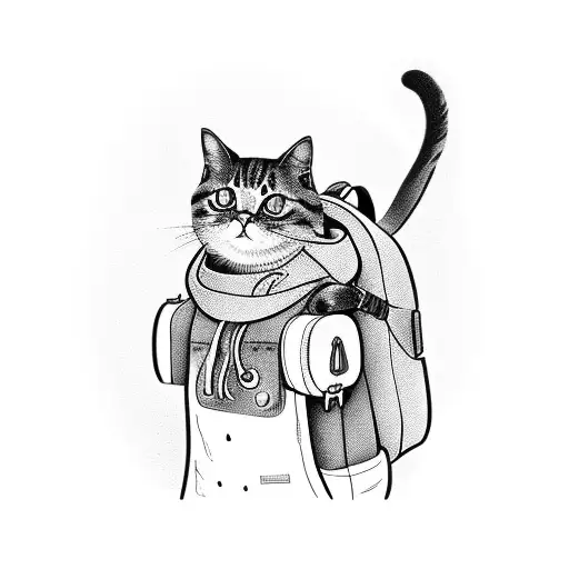 A Smoking Cat Wearing Hiking Boots And Carrying A Backpack