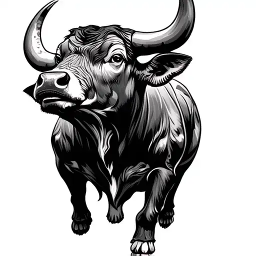 Bull Staring Up At The Moon