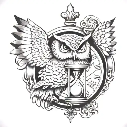 Owl With Hour Glass Inside Representing The Client's Love