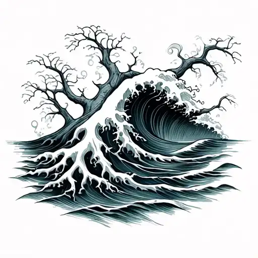 Roots Turning Into Ocean Waves