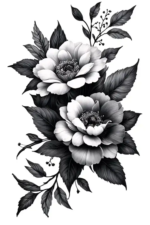 Portrait And Flowers With Mandala