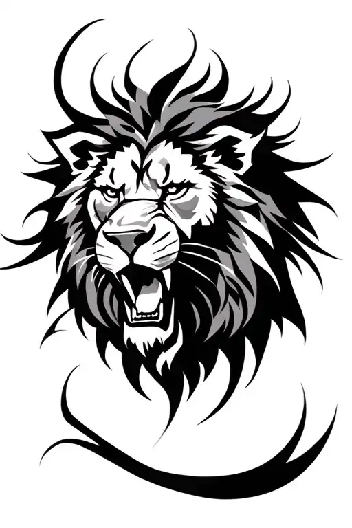 Roaring Abstract Lion Head