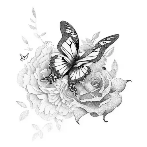 Feminine Floral Half Sleeve With Butterfly