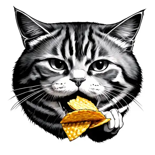 Fat Cat Eating Chips
