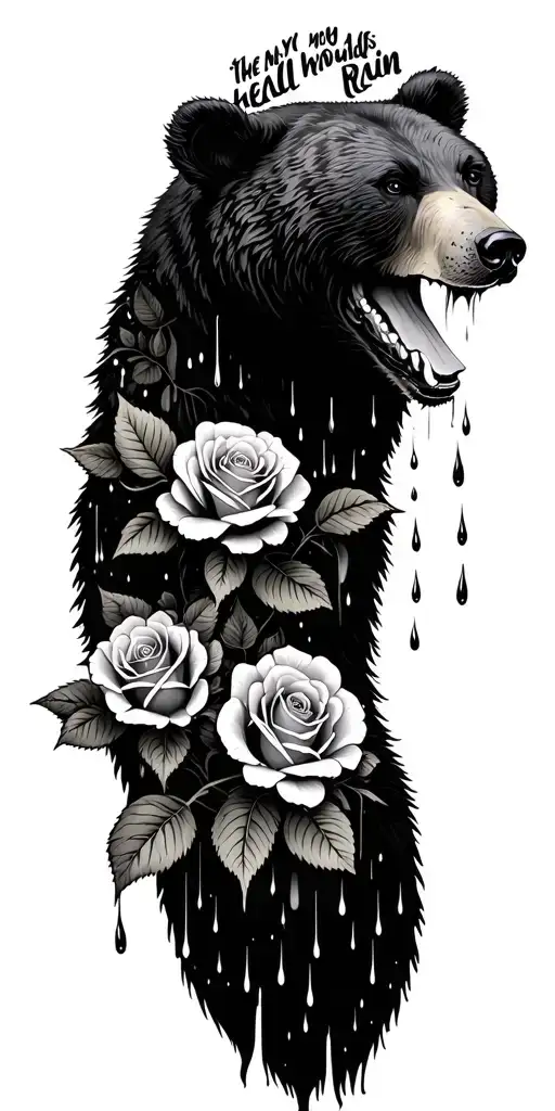 Bear Head Roses Surrounded My Rain Heal The Wounds