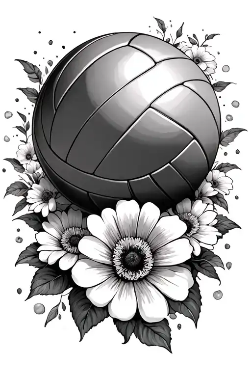 Volleyball Ball And Flowers