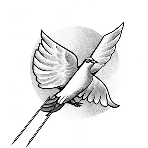 Dove Flying With Olive Branch Turning Into Arrows
