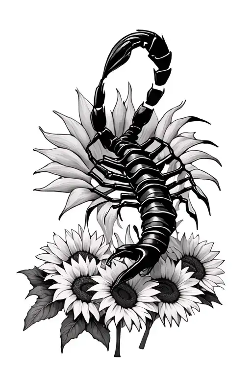 Scorpio On Bed Of Sunflowers
