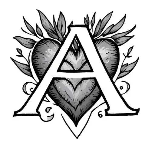 Heart And Line Of Life Comprising The Letter A