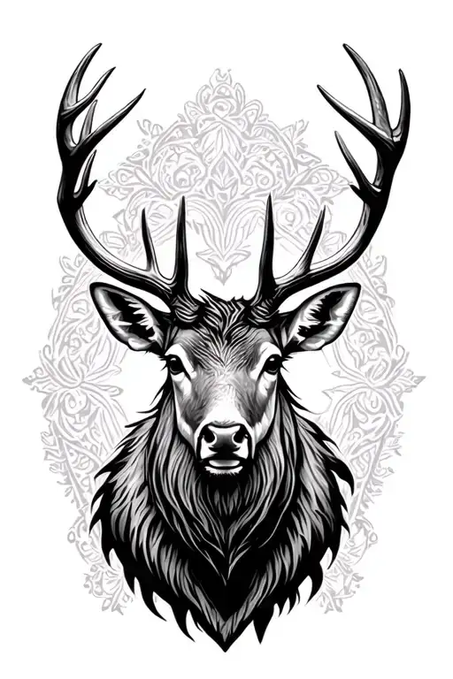 Stag Head With Horns