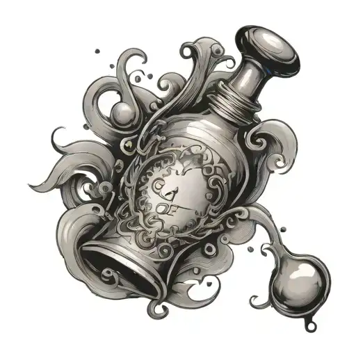Potion Bottle With Music Spilling Out Of Top