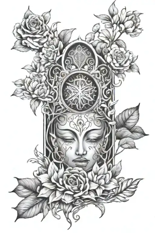 Nature Meets Spirituality Sleeve Tattoo Design Inspired