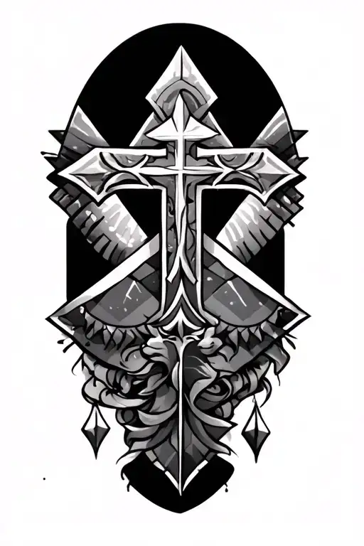 Sleeve With Small Cross And Pyramids