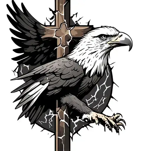 Cracked Cross With Eagle