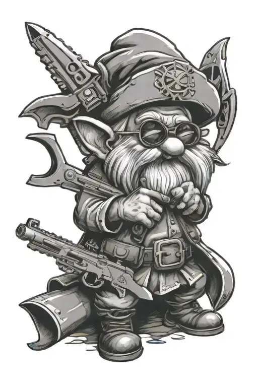 Gnome With Gun And Sun Glasse