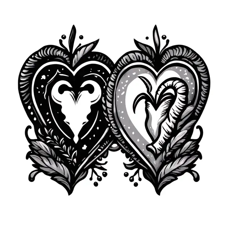 Culinary Food Themed Hearts With Gemini Sign And Capricorn Sign In Each Heart