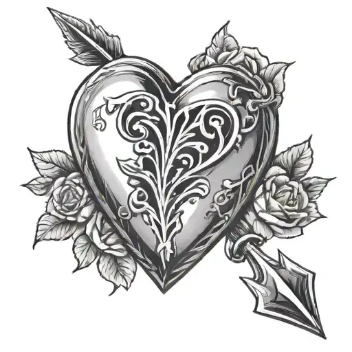 Heart Locket Chain Arrow