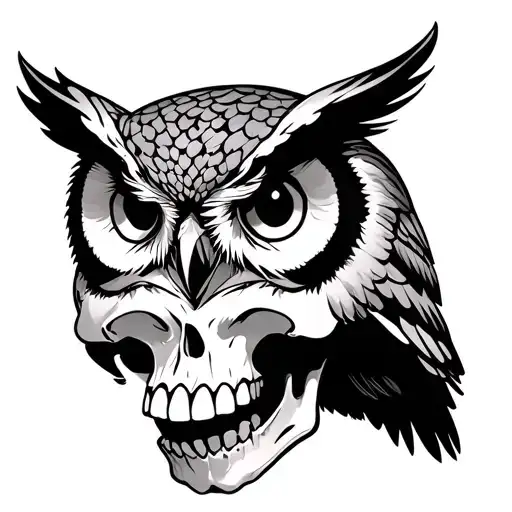 Smiling Owl Sits On The Skull