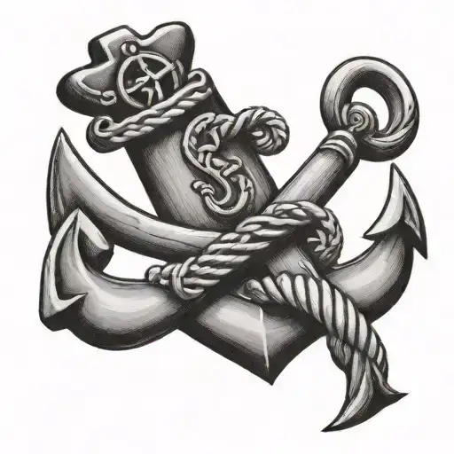 Anchor With Letter J Written In Calligraphy