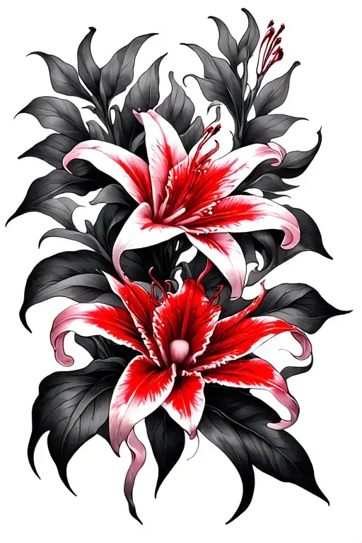 Spine Tattoo Red Spider Lily