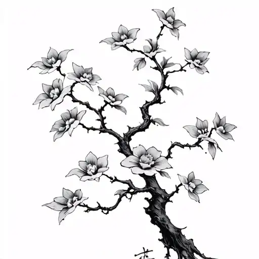 Japanese Flower Tree Tattoo