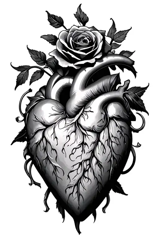 Sacred Heart With Black Rose