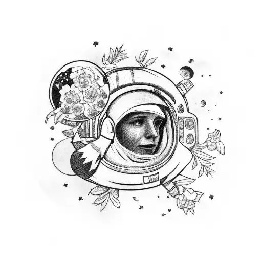 Astronaut Holing Flowers