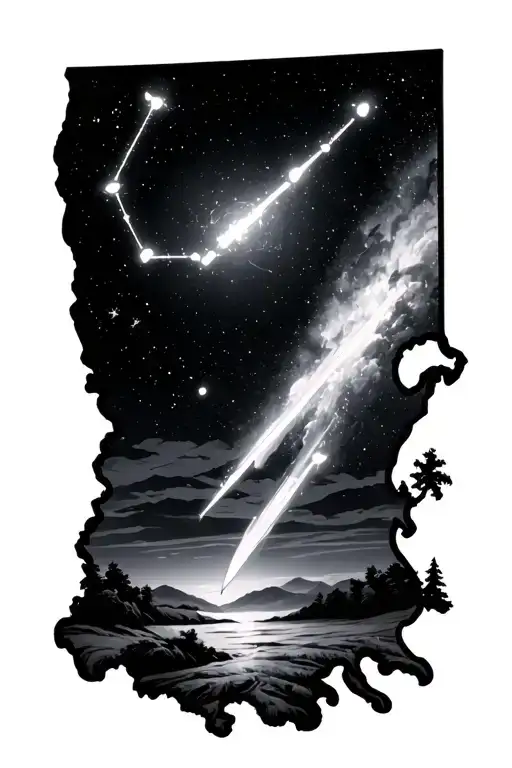 Night Sky With Taurus Constellation And Haley's Comet With The Louisiana State