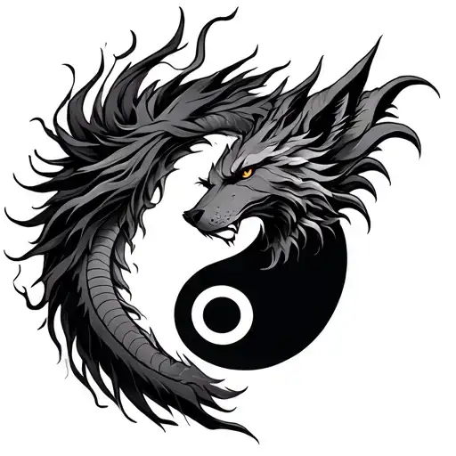 Dragon Lion Wolf Yin Yang Symbol