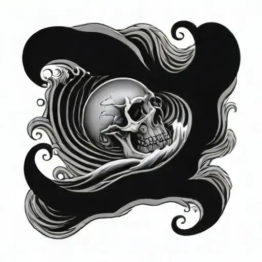 Sinking Skull With Waves Crashing
