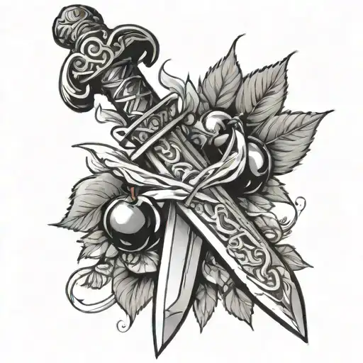 Sword With Cherry Wrapped Round The Hilt