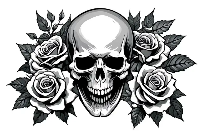 Reaper With Roses And Skulls