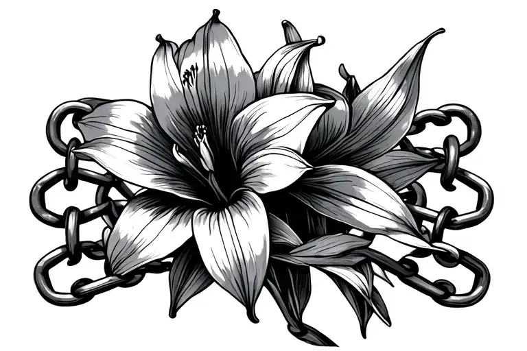 Chains Intertwined With Amaryllis Flower